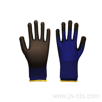 PU Series Blue Black Nylon Lined PU Gloves